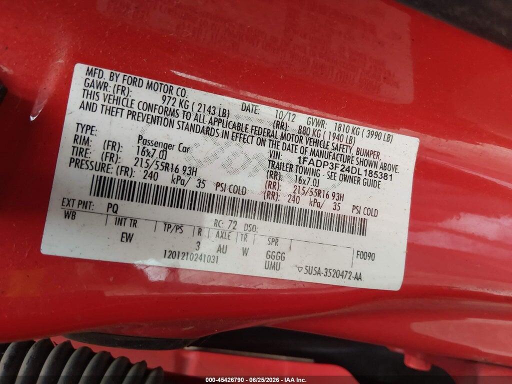 1FADP3F24DL185381 2013 FORD FOCUS photo no. 9