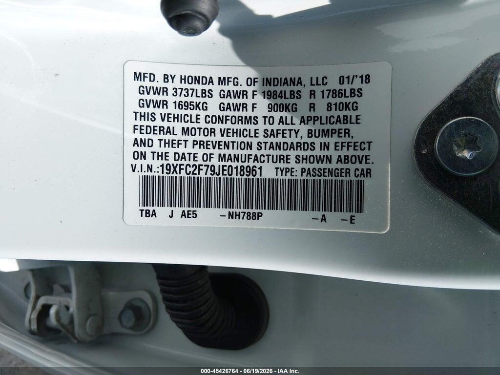 19XFC2F79JE018961 2018 HONDA CIVIC photo no. 9