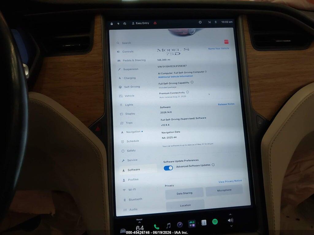 5YJSA1E2XJF258387 2018 TESLA MODEL S photo no. 7