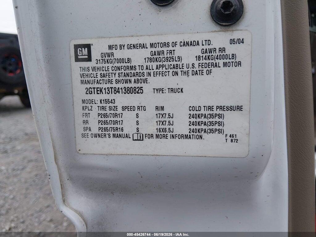 2GTEK13T841380825 2004 GMC SIERRA 1500 photo no. 9