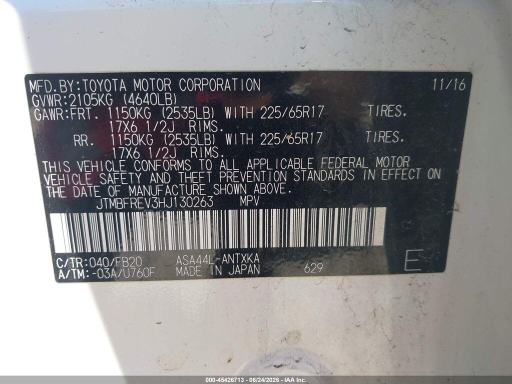 JTMBFREV3HJ130263 2017 TOYOTA RAV4 photo no. 9
