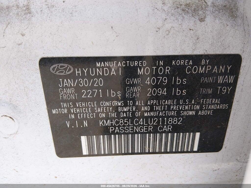KMHC85LC4LU211882 2020 HYUNDAI IONIQ HYBRID photo no. 9