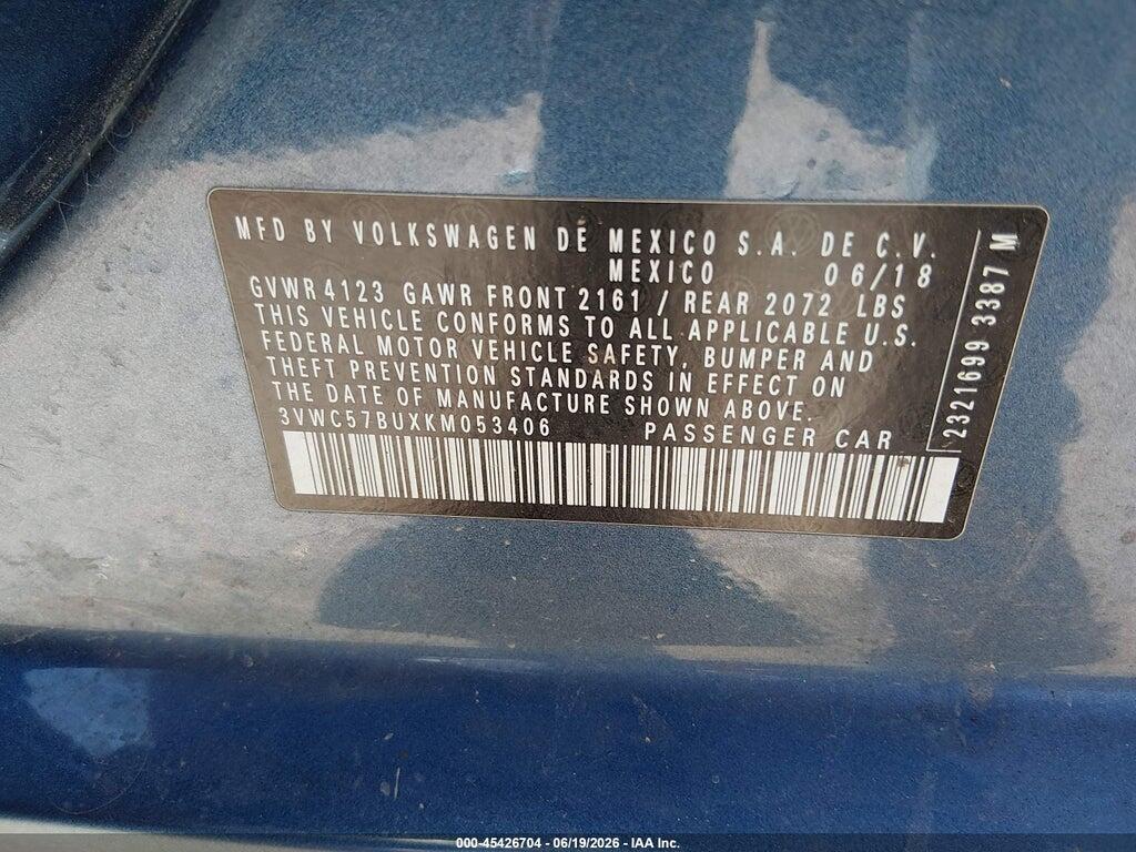3VWC57BUXKM053406 2019 VOLKSWAGEN JETTA photo no. 9
