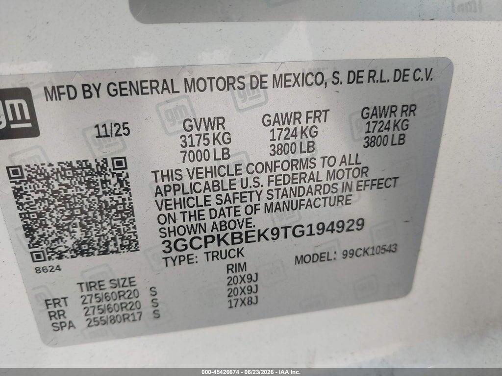 3GCPKBEK9TG194929 2026 CHEVROLET SILVERADO 1500 photo no. 9