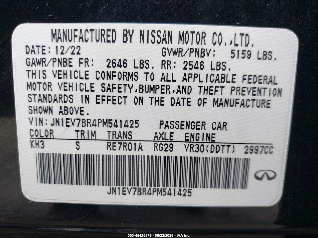 JN1EV7BR4PM541425 2023 INFINITI Q50 photo no. 9