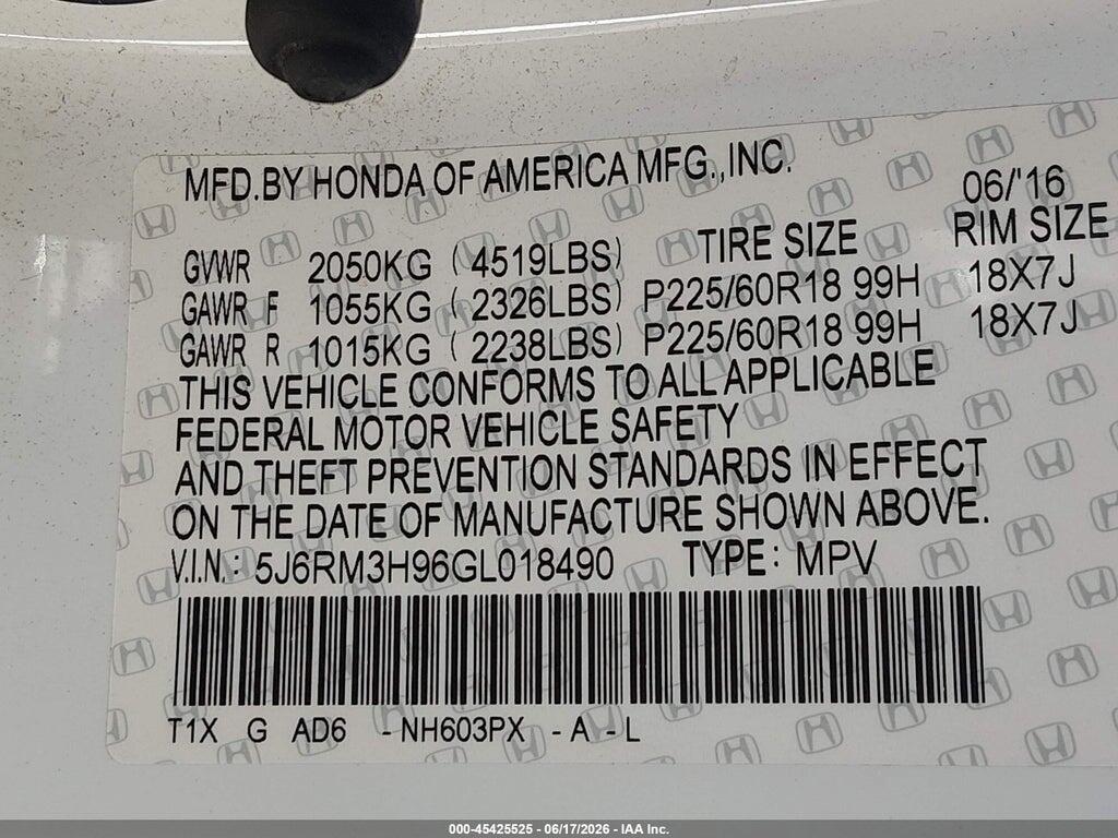 5J6RM3H96GL018490 2016 HONDA CR-V photo no. 9