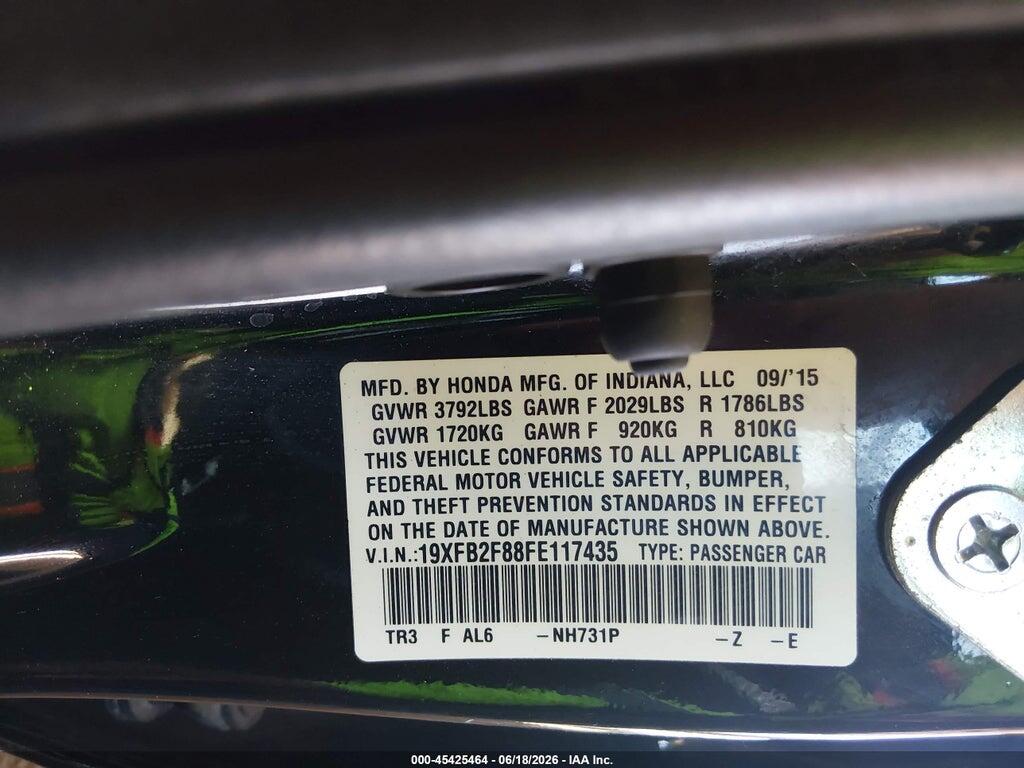 19XFB2F88FE117435 2015 HONDA CIVIC photo no. 9