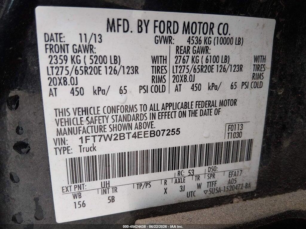 1FT7W2BT4EEB07255 2014 FORD F-250 photo no. 9