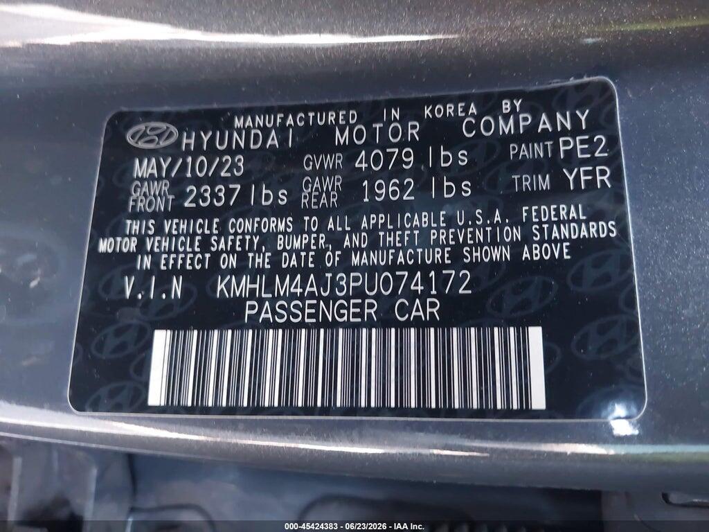 KMHLM4AJ3PU074172 2023 HYUNDAI ELANTRA HYBRID photo no. 9