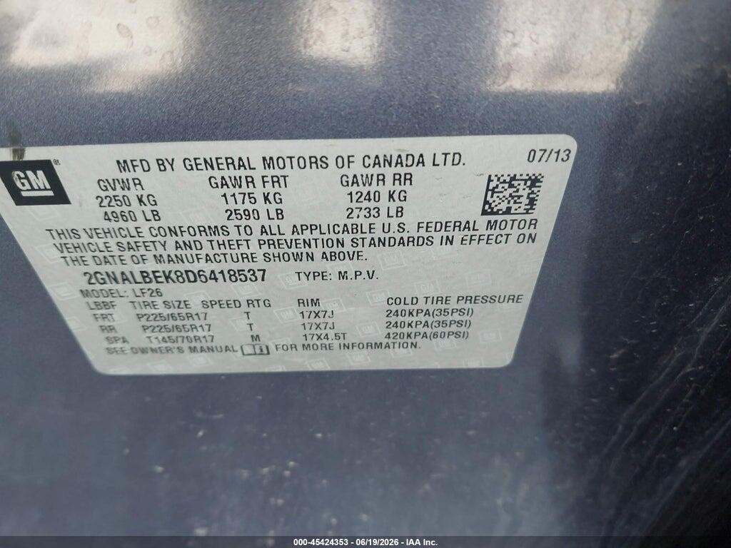 2GNALBEK8D6418537 2013 CHEVROLET EQUINOX photo no. 9