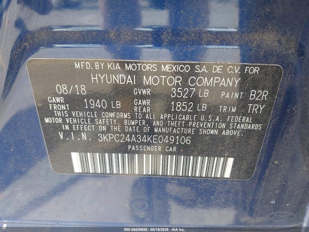 3KPC24A34KE049106 2019 HYUNDAI ACCENT photo no. 9