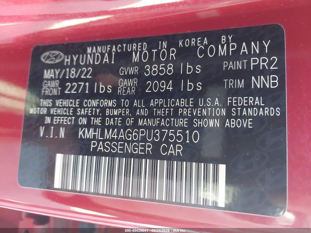 KMHLM4AG6PU375510 2023 HYUNDAI ELANTRA photo no. 9