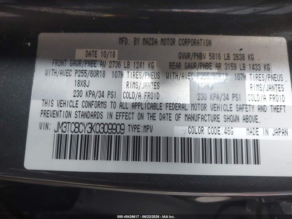 JM3TCBCY3K0309909 2019 MAZDA CX-9 photo no. 9