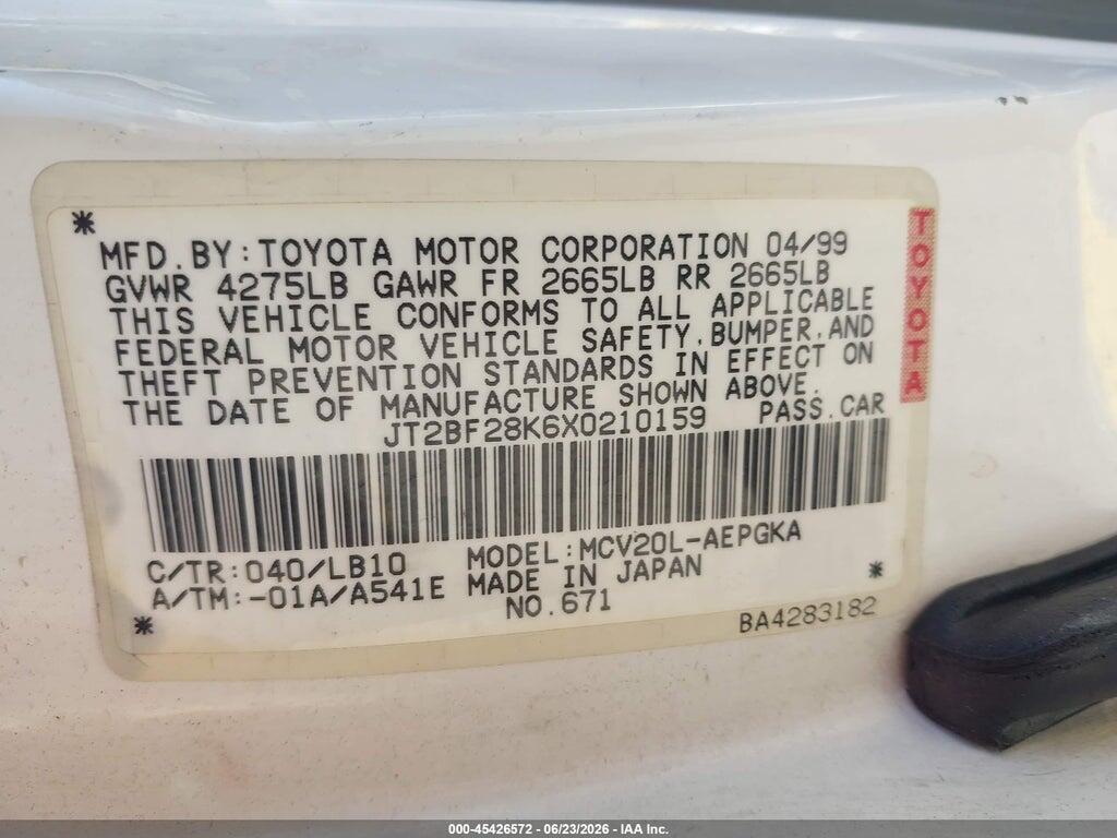 JT2BF28K6X0210159 1999 TOYOTA CAMRY photo no. 9