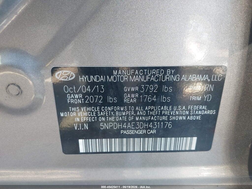 5NPDH4AE3DH431176 2013 HYUNDAI ELANTRA photo no. 9