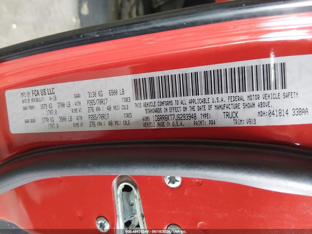 1C6RR6KT7JS293948 2018 RAM 1500 photo no. 9