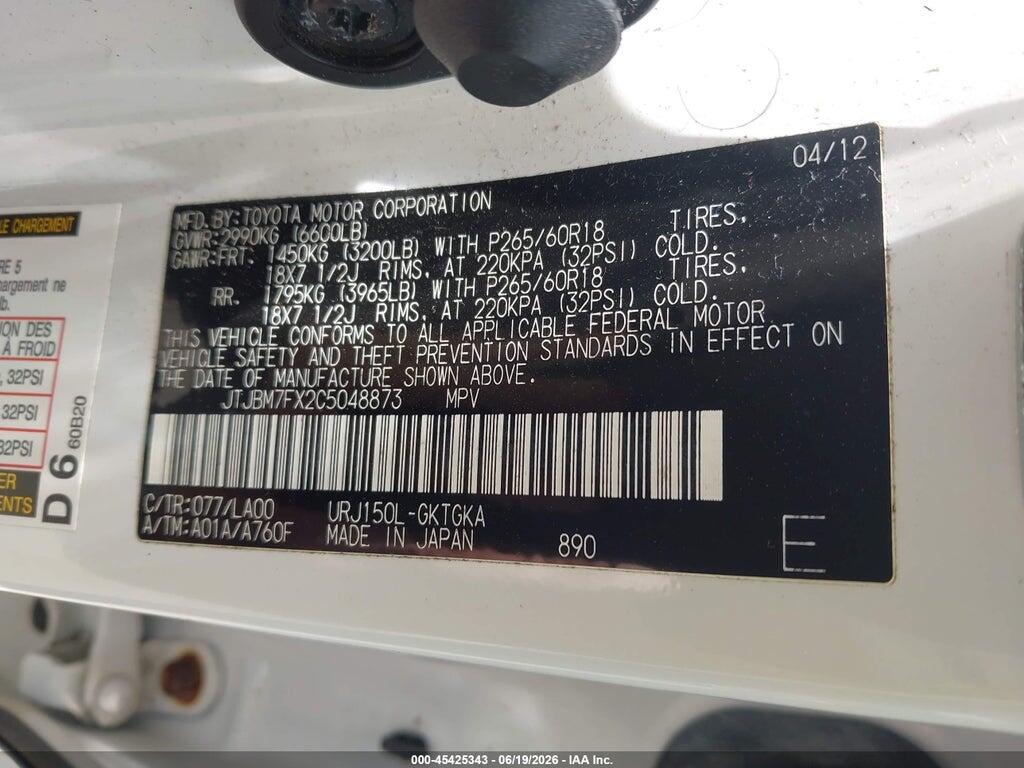 JTJBM7FX2C5048873 2012 LEXUS GX 460 photo no. 9
