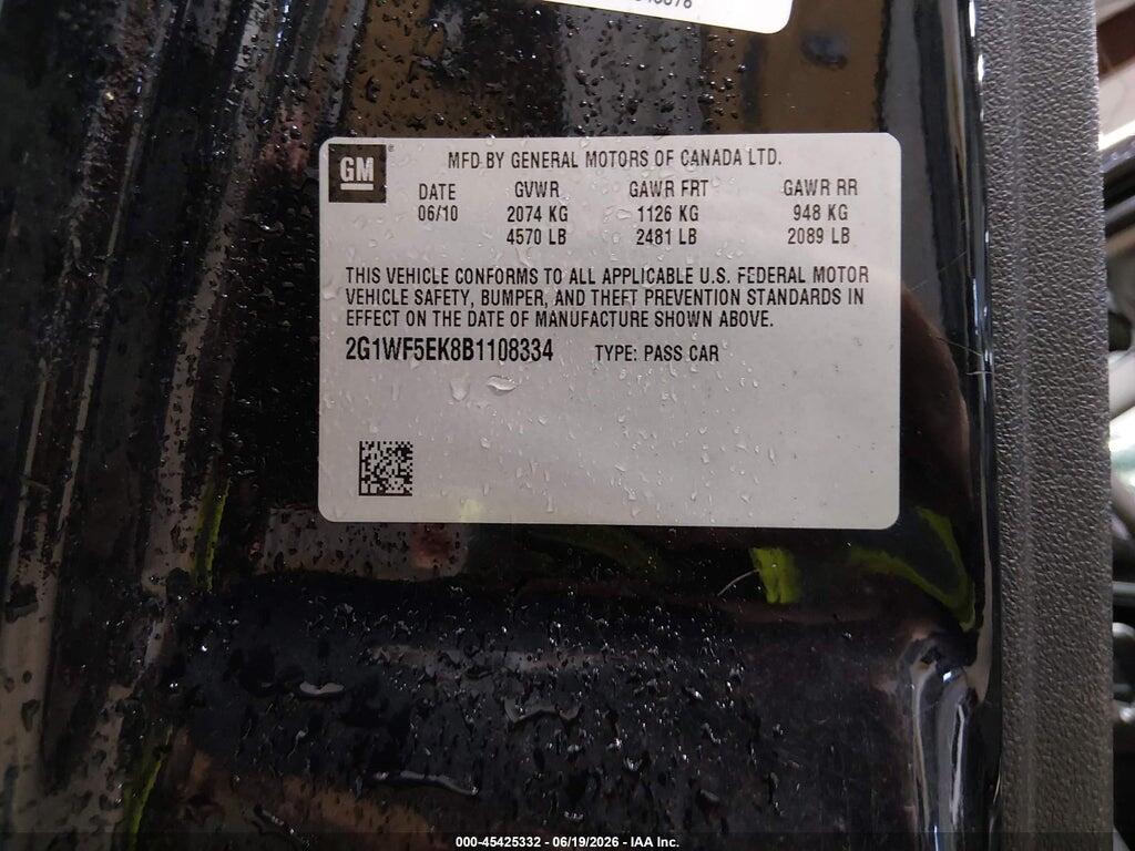 2G1WF5EK8B1108334 2011 CHEVROLET IMPALA photo no. 9