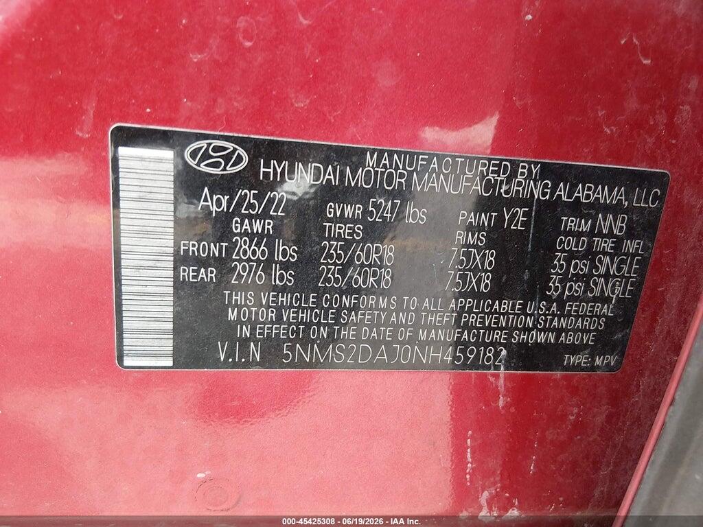 5NMS2DAJ0NH459182 2022 HYUNDAI SANTA FE photo no. 9