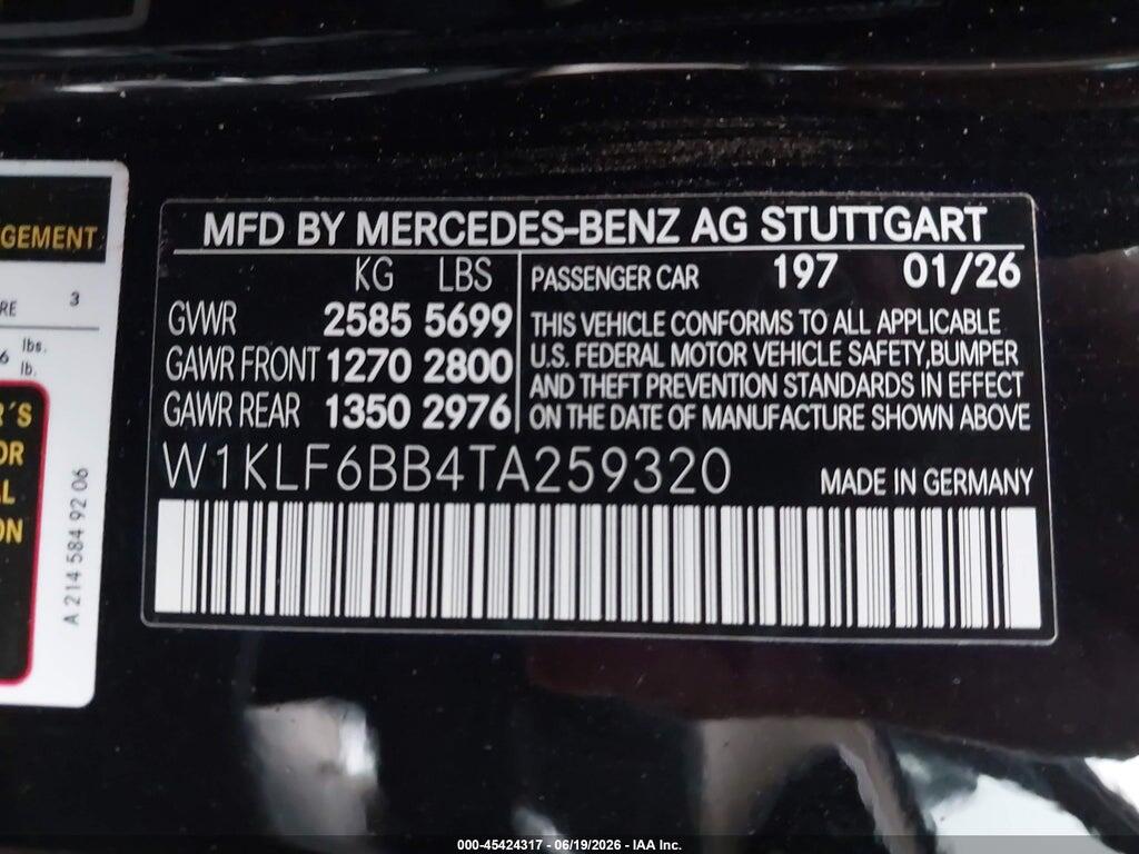 W1KLF6BB4TA259320 2026 MERCEDES-BENZ E 450 photo no. 9