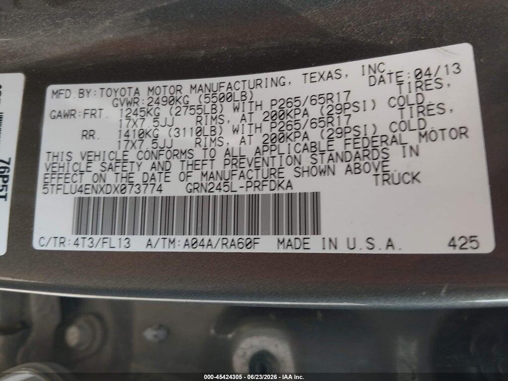5TFLU4ENXDX073774 2013 TOYOTA TACOMA photo no. 9