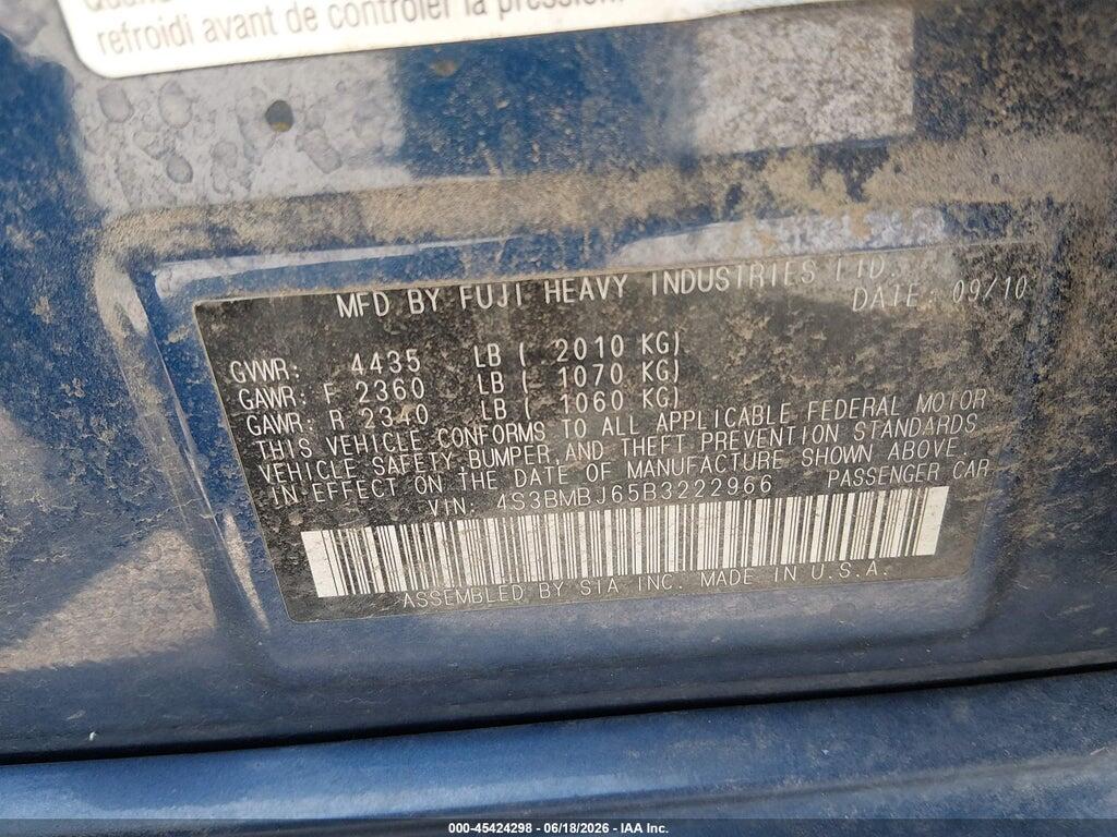 4S3BMBJ65B3222966 2011 SUBARU LEGACY photo no. 9