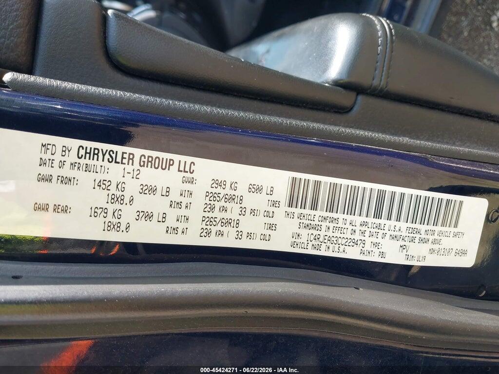 1C4RJEAG3CC229479 2012 JEEP GRAND CHEROKEE photo no. 9