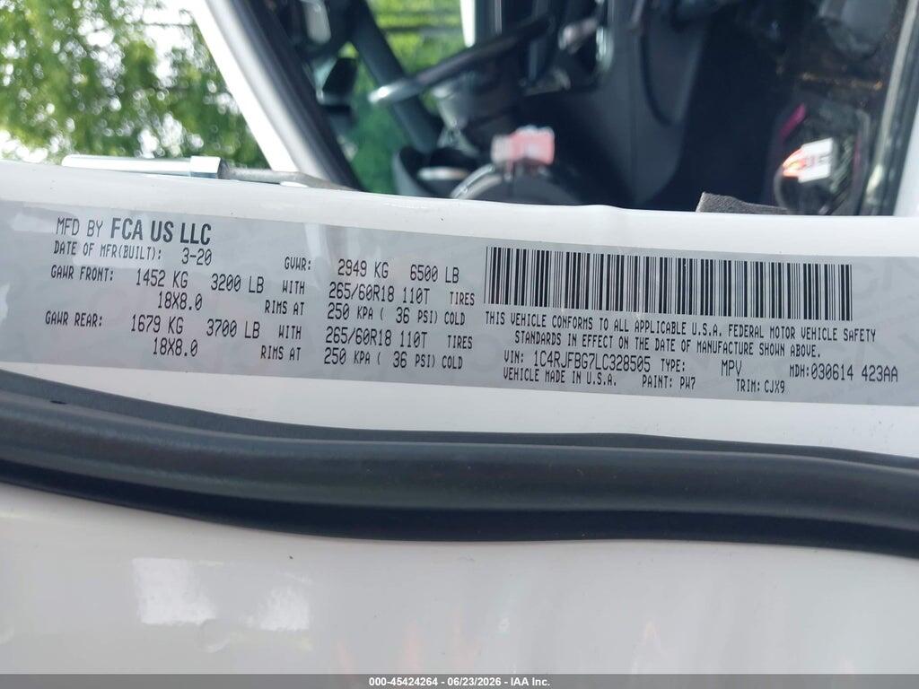 1C4RJFBG7LC328505 2020 JEEP GRAND CHEROKEE photo no. 9