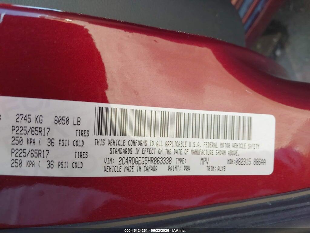 2C4RDGEG5HR863338 2017 DODGE GRAND CARAVAN photo no. 9