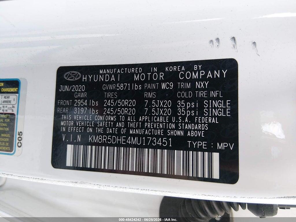 KM8R5DHE4MU173451 2021 HYUNDAI PALISADE photo no. 9