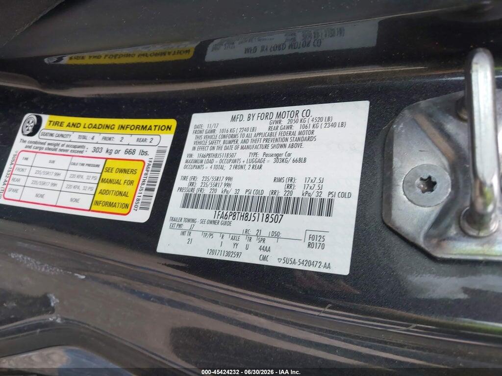1FA6P8TH8J5118507 2018 FORD MUSTANG photo no. 9