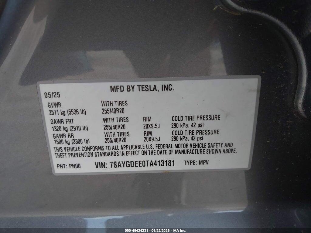 7SAYGDEE0TA413181 2026 TESLA MODEL Y photo no. 9