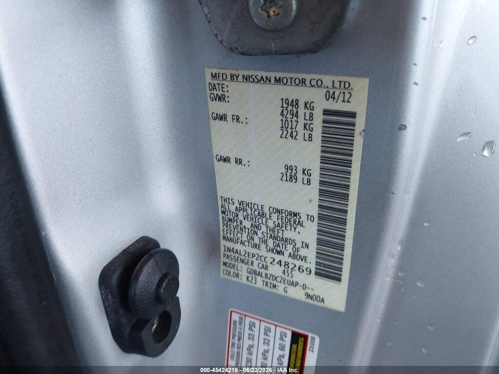 1N4AL2EP2CC248269 2012 NISSAN ALTIMA photo no. 9