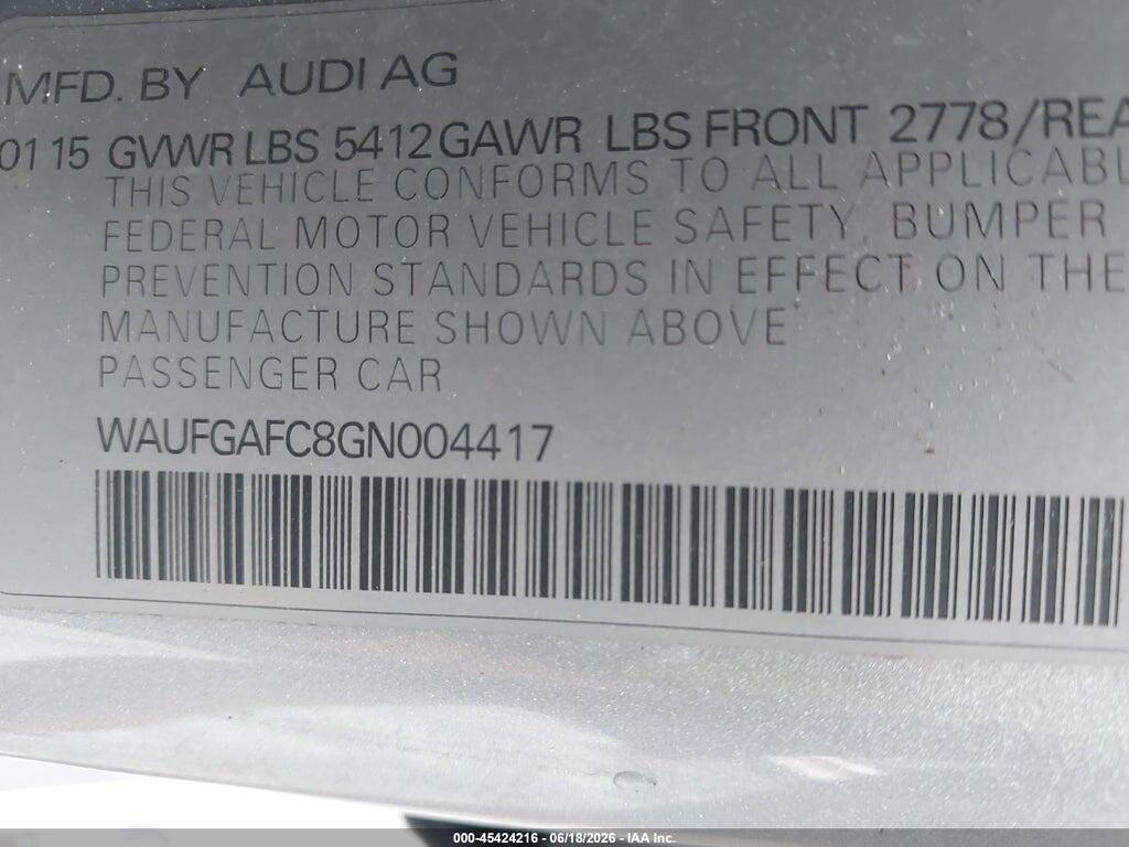 WAUFGAFC8GN004417 2016 AUDI A6 photo no. 9