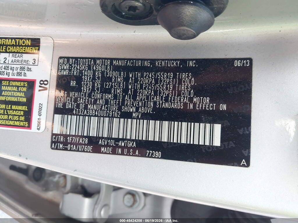 4T3ZA3BB4DU079162 2013 TOYOTA VENZA photo no. 9