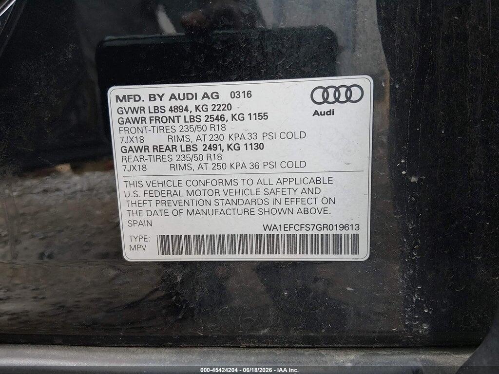 WA1EFCFS7GR019613 2016 AUDI Q3 photo no. 9