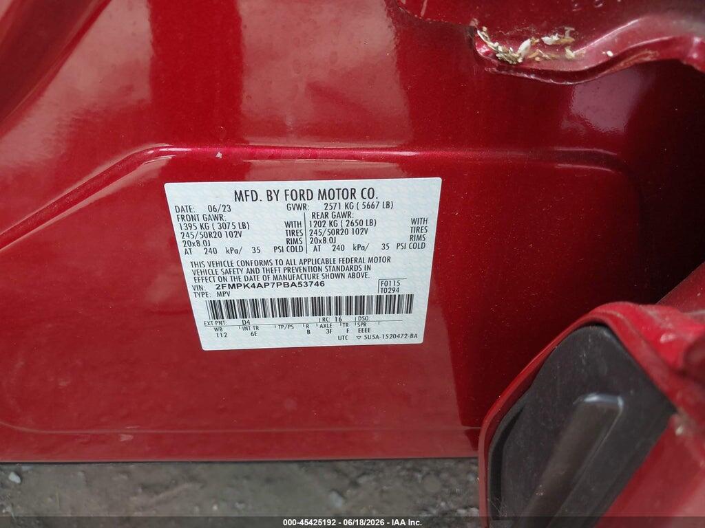 2FMPK4AP7PBA53746 2023 FORD EDGE photo no. 9