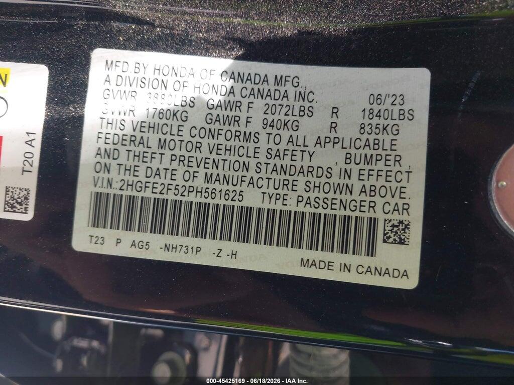 2HGFE2F52PH561625 2023 HONDA CIVIC photo no. 9