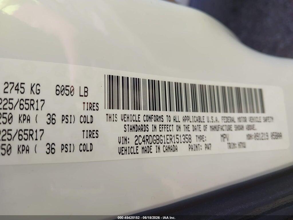 2C4RDGBG1ER151358 2014 DODGE GRAND CARAVAN photo no. 9