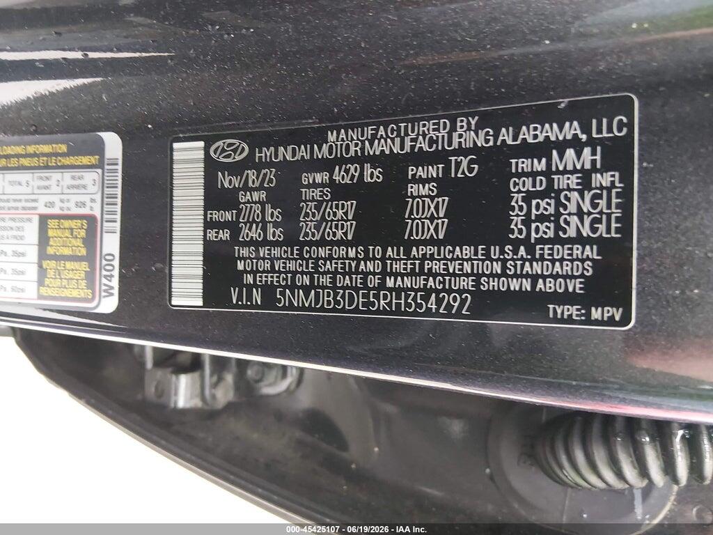 5NMJB3DE5RH354292 2024 HYUNDAI TUCSON photo no. 9