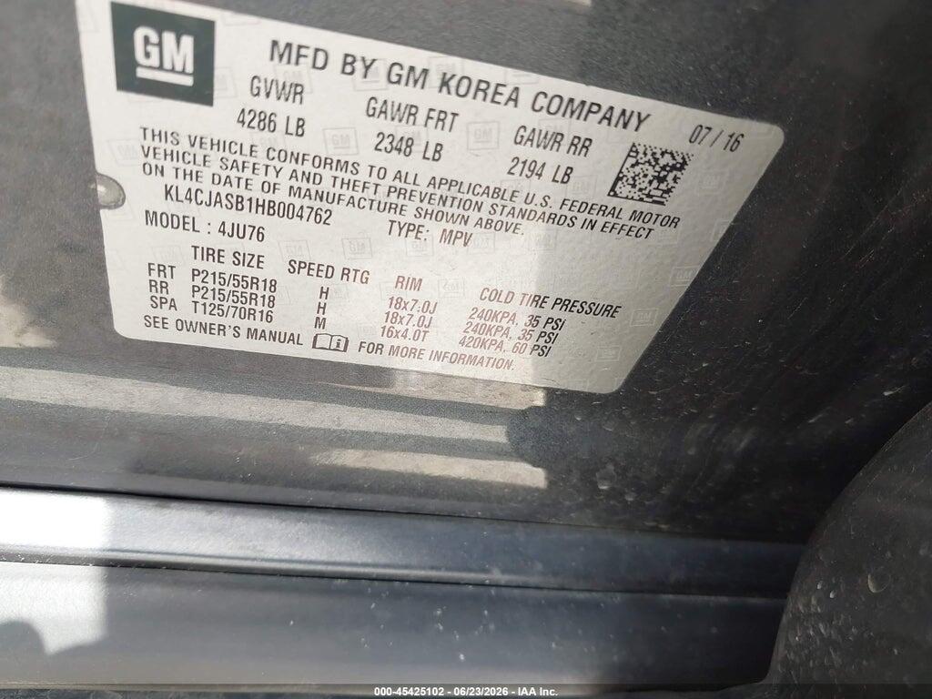 KL4CJASB1HB004762 2017 BUICK ENCORE photo no. 9