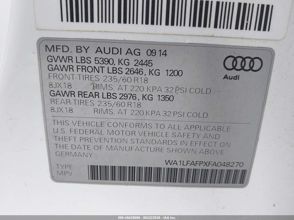WA1LFAFPXFA048270 2015 AUDI Q5 photo no. 9