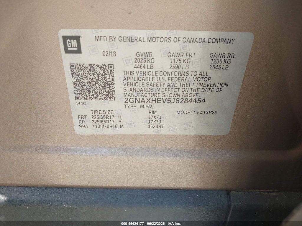 2GNAXHEV5J6284454 2018 CHEVROLET EQUINOX photo no. 9