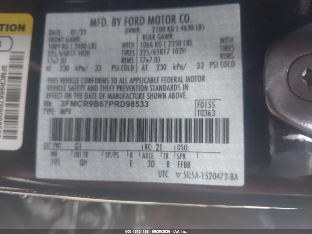 3FMCR9B67PRD98533 2023 FORD BRONCO SPORT photo no. 9