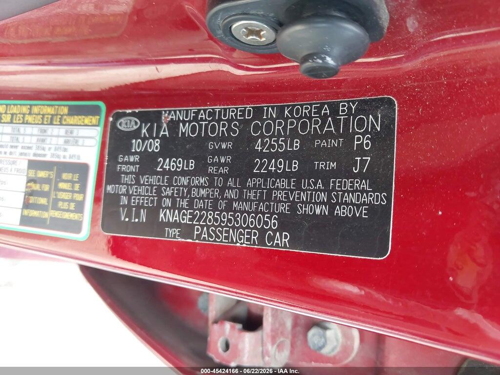 KNAGE228595306056 2009 KIA OPTIMA photo no. 9