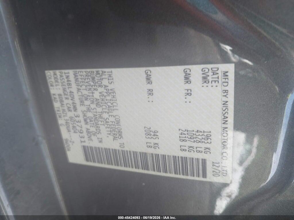 1N4BL4DV4MN337931 2021 NISSAN ALTIMA photo no. 9