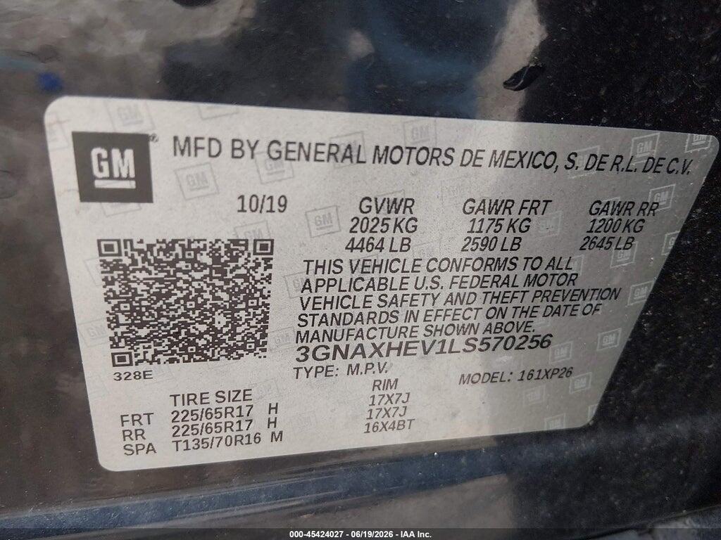 3GNAXHEV1LS570256 2020 CHEVROLET EQUINOX photo no. 9