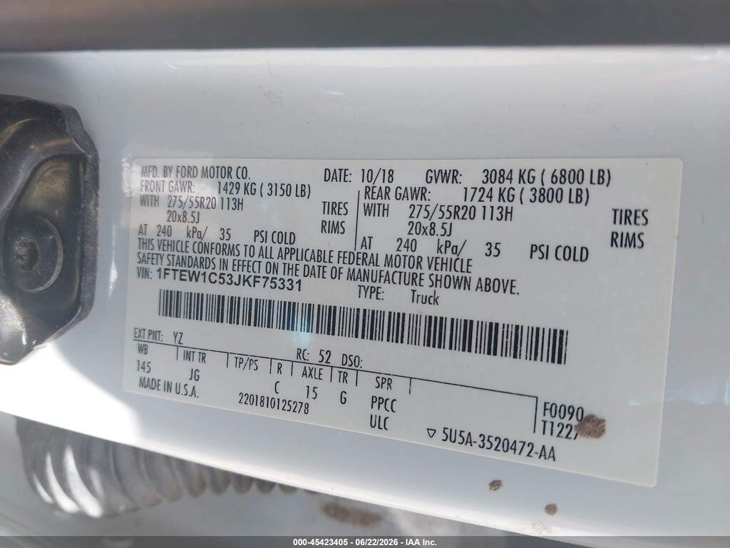 1FTEW1C53JKF75331 2018 FORD F-150 photo no. 9