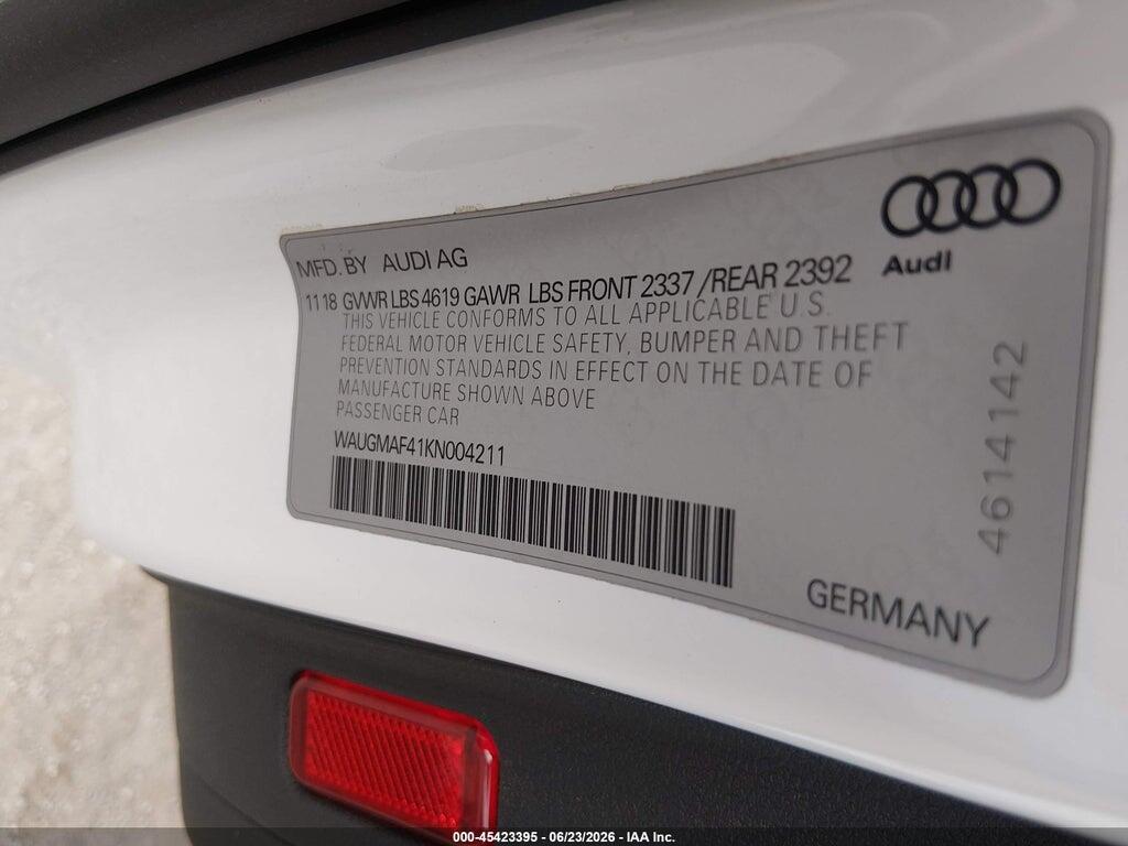 WAUGMAF41KN004211 2019 AUDI A4 photo no. 9
