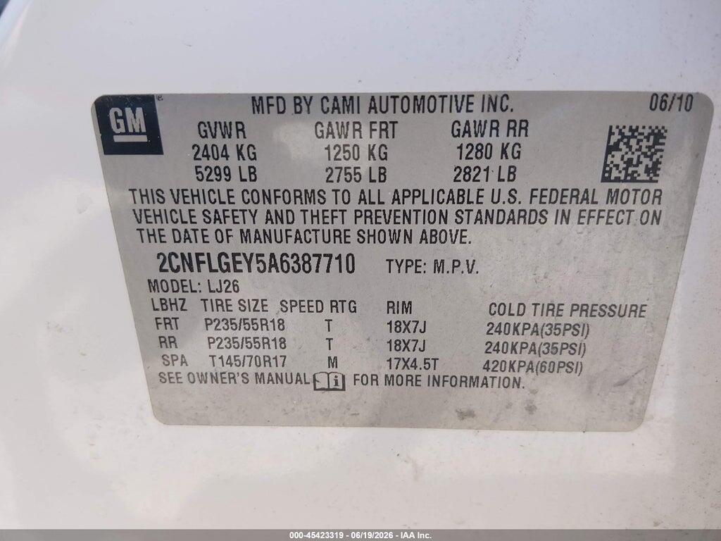 2CNFLGEY5A6387710 2010 CHEVROLET EQUINOX photo no. 9